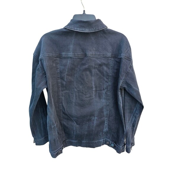 Free People Jean Jacket Washed Black Denim Trucker Size Small S Stretch - Picture 2 of 15